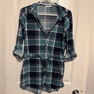 Ricki's Turquoise Plaid Tunic with Tie Waist - Size Medium
